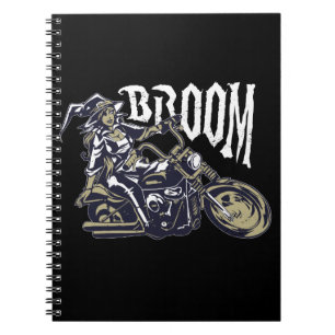 Halloween Witch Broom Bike Gift For Witches Notebook