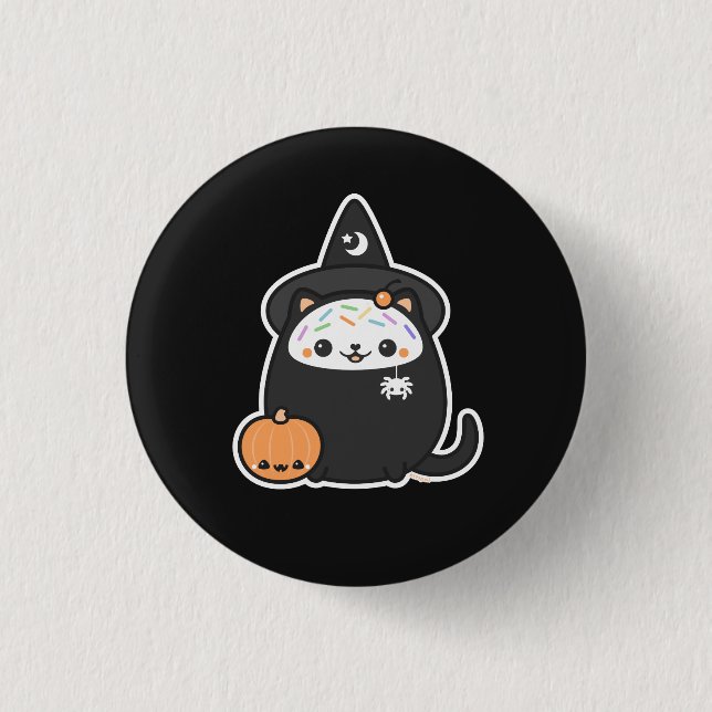 Halloween Witch Cat 3 Cm Round Badge (Front)