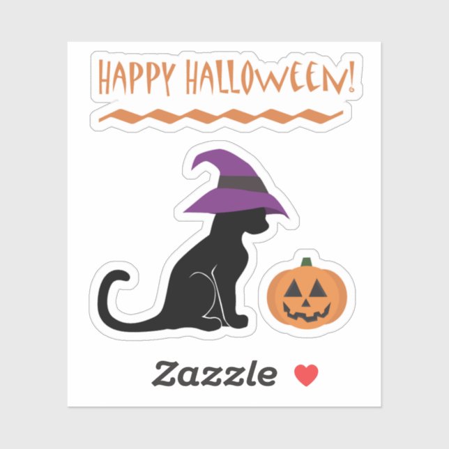 Halloween Witch Cat and Pumpkin (Sheet)