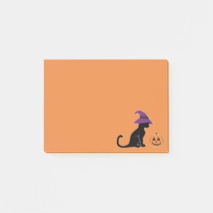 Halloween Witch Cat and Pumpkin Post-it Notes