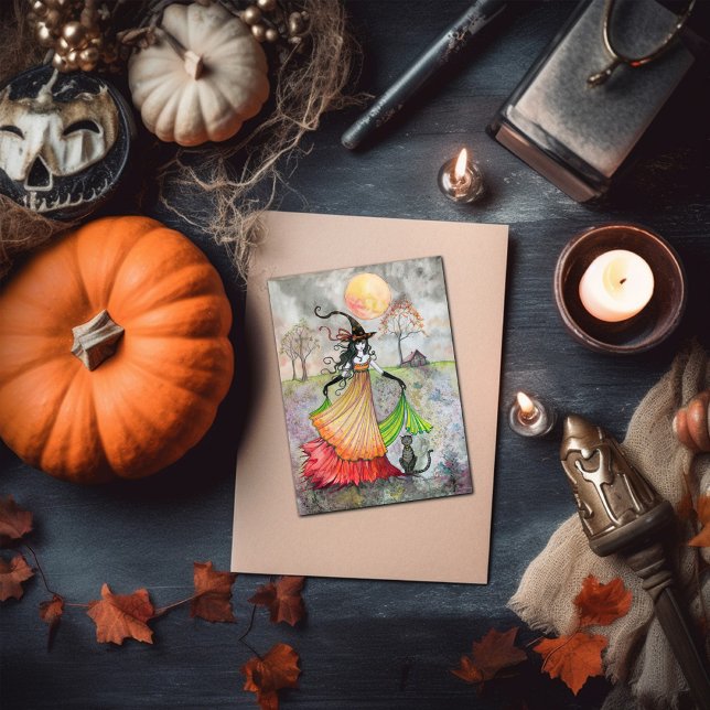 Halloween Witch Cat Card Autumn Reverie (Creator Uploaded)