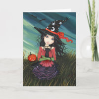 Halloween Witch Cat Card by Molly Harrison