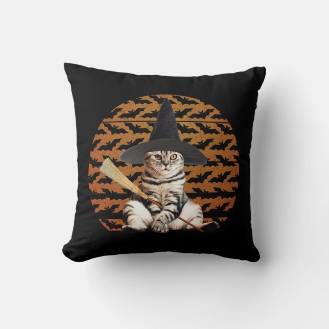Halloween Witch Cat Cushion (Front)