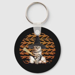 Halloween Witch Cat Key Ring