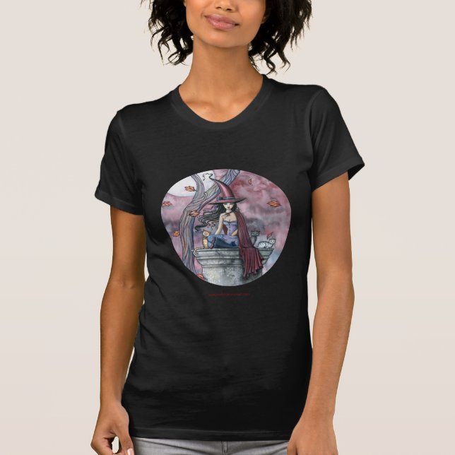 Halloween Witch Cat Ladies T-Shirt (Front)