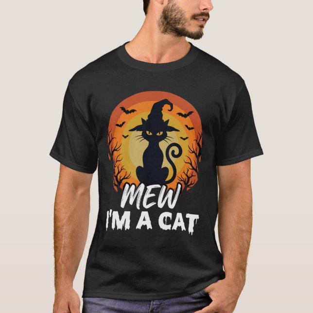 Halloween Witch Cat Mew Im a Cat T-Shirt (Front)