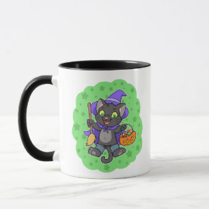 Halloween witch cat mug