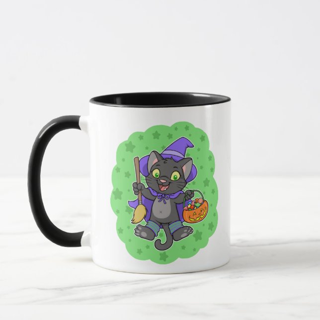 Halloween witch cat mug (Left)