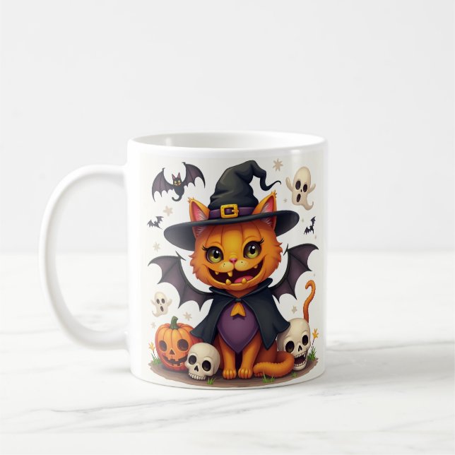 Halloween Witch Cat Mug (Left)