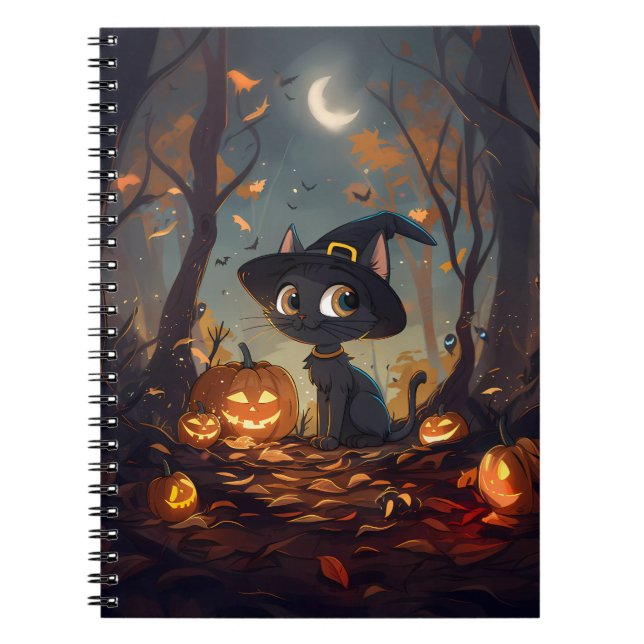Halloween Witch Cat Notebook (Front)