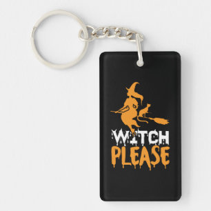 Halloween Witch Cat Please Birthday Key Ring