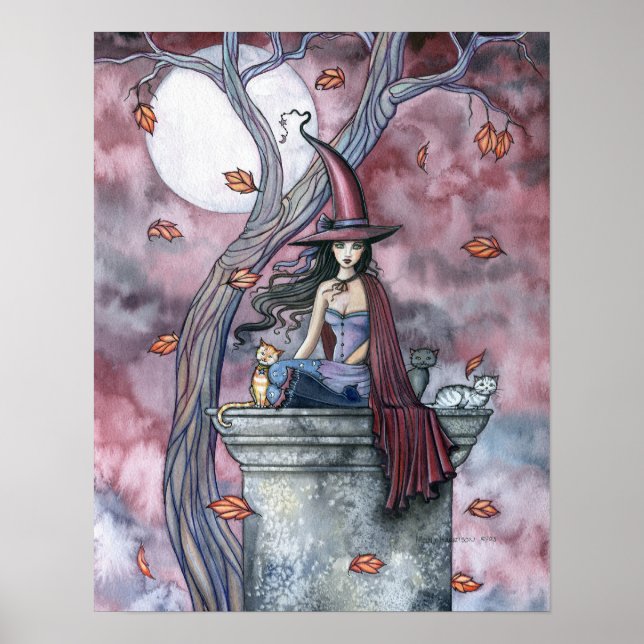 Halloween Witch Cat Poster by Molly Harrison (Front)