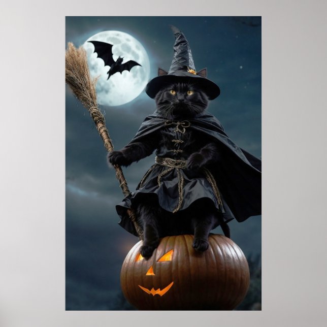 Halloween Witch Cat Poster (Closeup version) (Front)