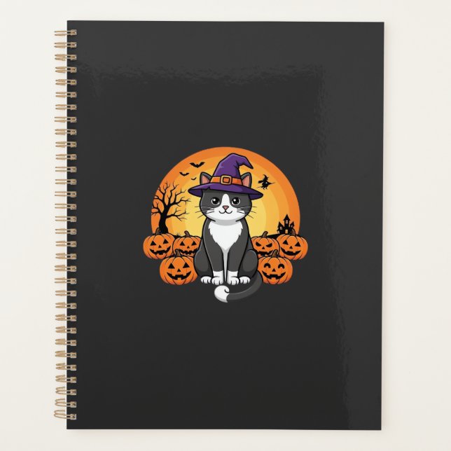Halloween Witch Cat Pumpkin Moon Design_1 Planner (Front)