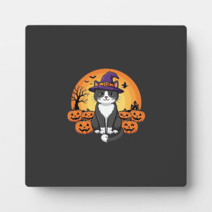 Halloween Witch Cat Pumpkin Moon Design_1 Plaque