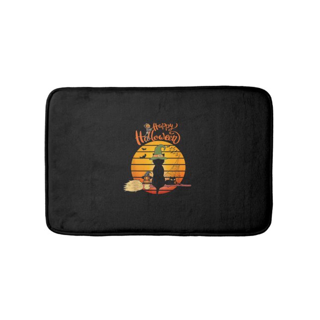 Halloween witch cat Pumpkin Skeleton Bat Scary  Bath Mat (Front)