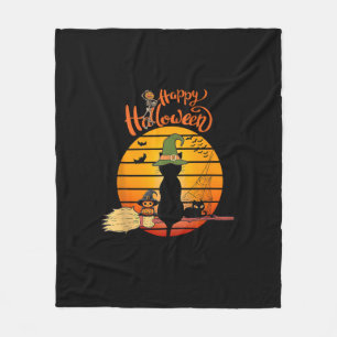 Halloween witch cat Pumpkin Skeleton Bat Scary Fleece Blanket