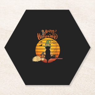 Halloween witch cat Pumpkin Skeleton Bat Scary  Paper Coaster