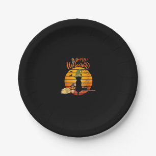 Halloween witch cat Pumpkin Skeleton Bat Scary Paper Plate