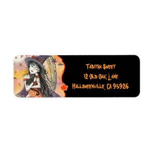 Halloween Witch Cat Return Address Labels