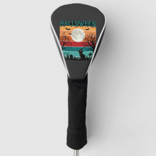 Halloween Witch Cat Spider Web Moon Graveyard_1_1 Golf Head Cover