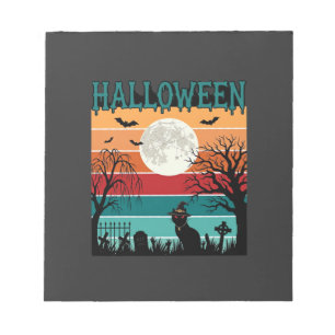 Halloween Witch Cat Spider Web Moon Graveyard_1_1 Notepad