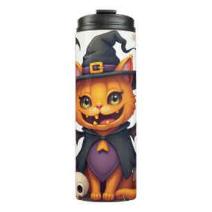 Halloween witch Cat Thermal Tumbler