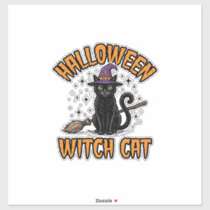 Halloween Witch Cat Vintage Engraving Design_1