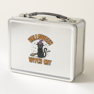 Halloween Witch Cat Vintage Engraving Design_1 Metal Lunch Box