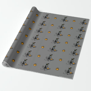 Halloween Witch Cat wrapping paper