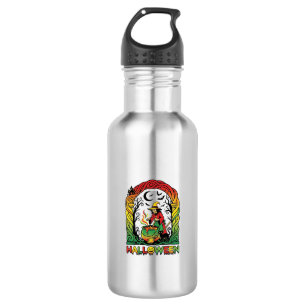 Halloween Witch Cauldron Brewing Black Cat Spooky  532 Ml Water Bottle