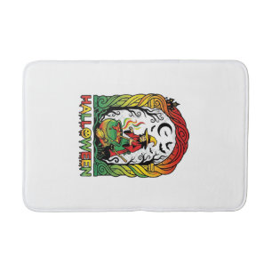 Halloween Witch Cauldron Brewing Black Cat Spooky  Bath Mat