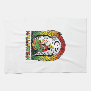 Halloween Witch Cauldron Brewing Black Cat Spooky Tea Towel