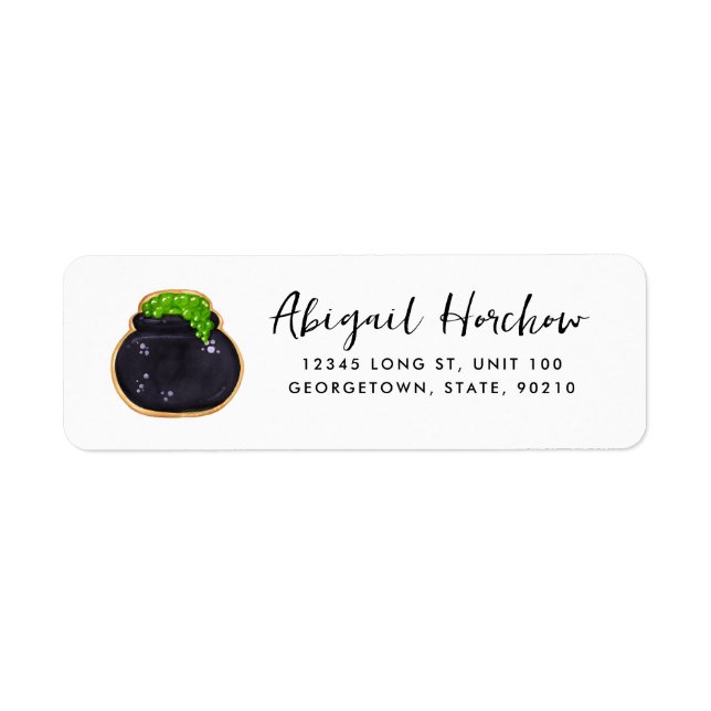 Halloween Witch Cauldron Cookie Customisable Return Address Label (Front)
