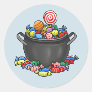 Halloween Witch Cauldron filled with Sweets Classic Round Sticker