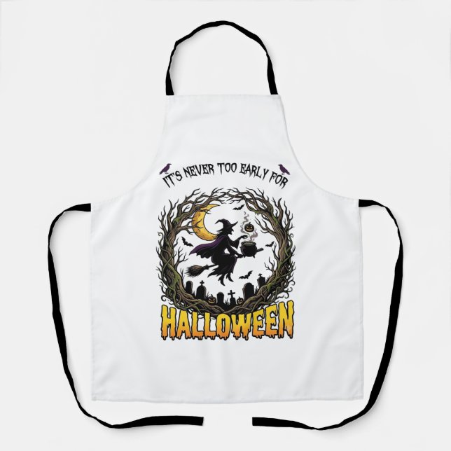 Halloween Witch Cauldron Moon Cemetery Twisted Tre Apron (Front)