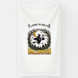 Halloween Witch Cauldron Moon Cemetery Twisted Tre Banner