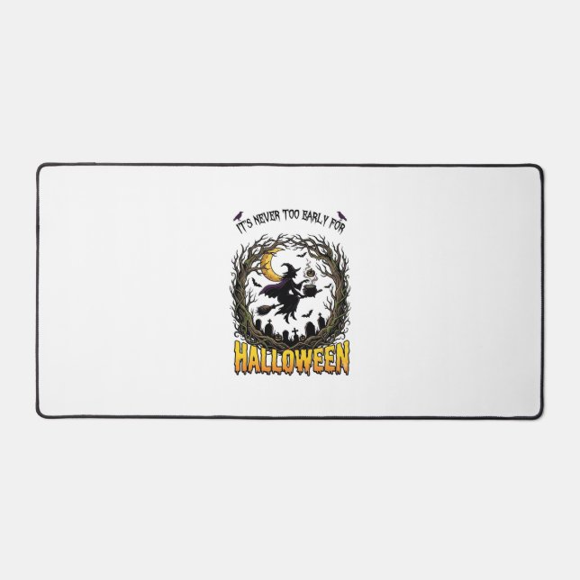 Halloween Witch Cauldron Moon Cemetery Twisted Tre Desk Mat (Front)