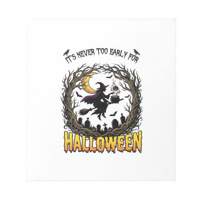 Halloween Witch Cauldron Moon Cemetery Twisted Tre Notepad (Front)