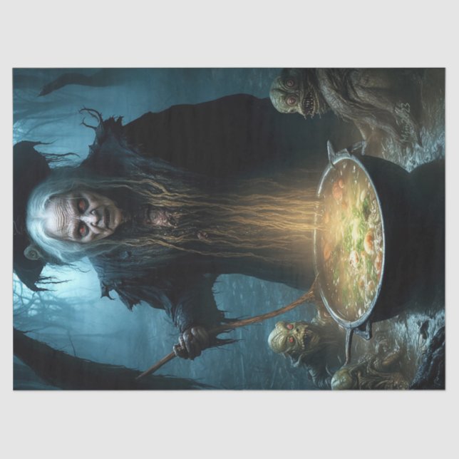 Halloween Witch Cauldron With Soup Tissue Paper (Front)