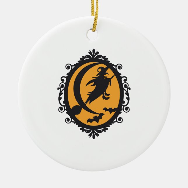 Halloween Witch Ceramic Ornament (Front)