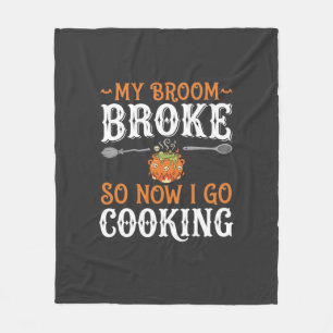 Halloween Witch Cooking Broom Broke Design_1 Fleece Blanket