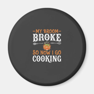 Halloween Witch Cooking Broom Broke Design_1 Magnet