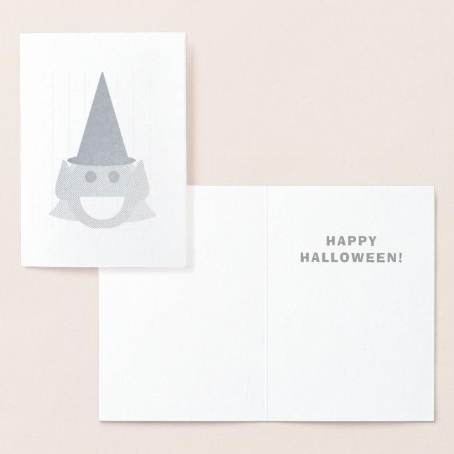 Halloween Witch Cute Fun Smiling Happy Silver Foil Card (Display)