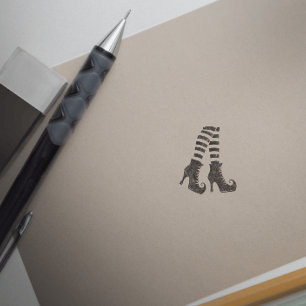Halloween Witch Cute Shoes Rubber Stamp