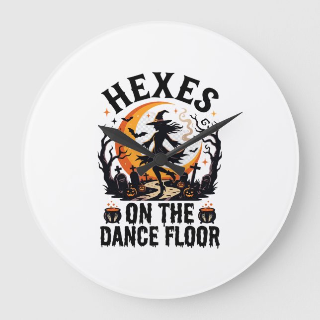 Halloween Witch Dance Night Large Clock (Front)