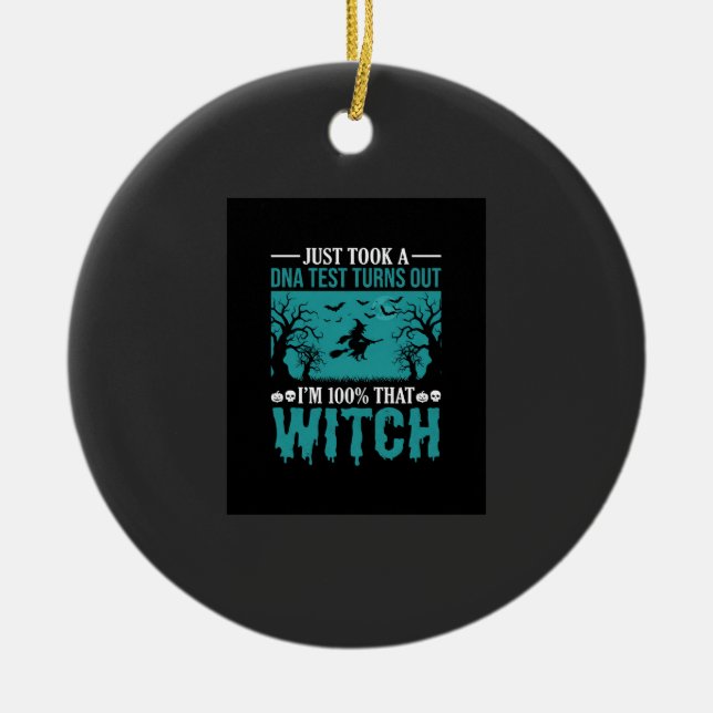 Halloween Witch DNA Test Design Ceramic Ornament (Front)