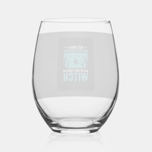 Halloween Witch DNA Test Design Stemless Wine Glass (Front)