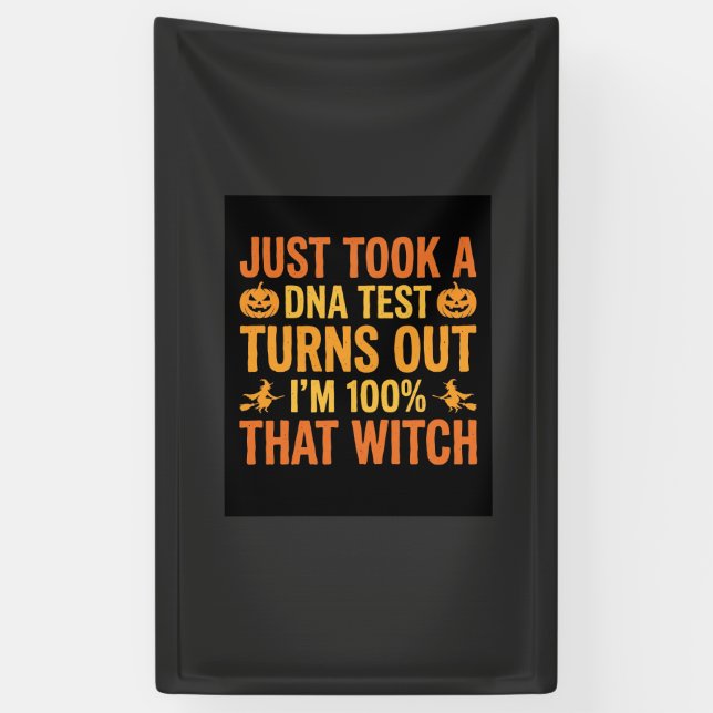 Halloween Witch DNA Test Funny Design Banner (Vertical)