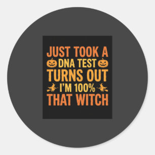 Halloween Witch DNA Test Funny Design Classic Round Sticker